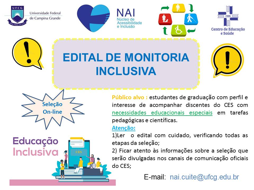 EDITAL MONITORIA INCLUSIVA NAI RAE 2020.3